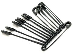 Black safety pins no. 5 - 12 pcs - diameters 1 cm x 6 cm