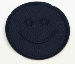 Iron-on patch - smiley face - 6 cm - dark blue