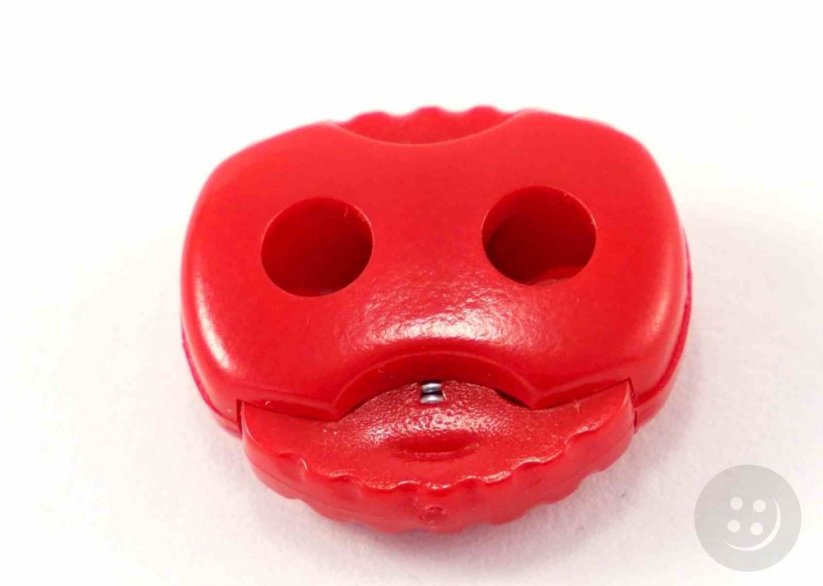 Plastic flat cord lock - red - pulling hole diameter 0.5 cm