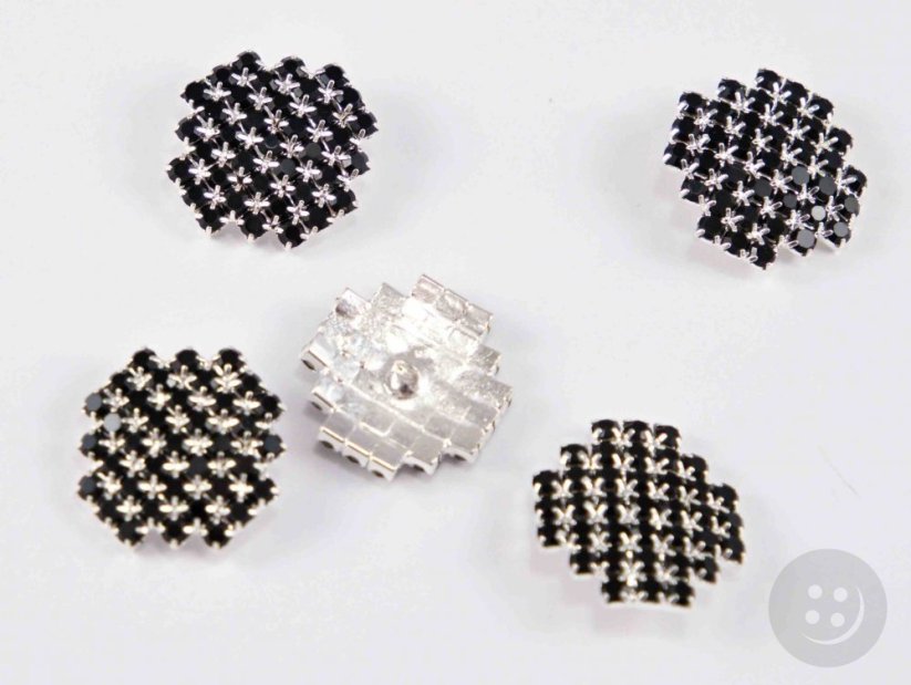 Luxusní štrasový knoflík - černý krystal - průměr 2 cm