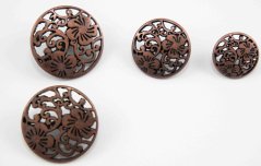 Luxurious metal filigree button - matte copper - diameter 2.8 cm