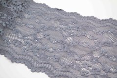 Elastická krajka, vsadka - šedá - šířka 17 cm