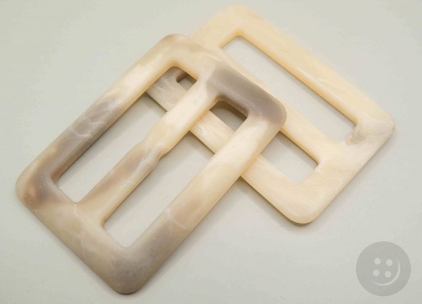 Rectangular plastic belt clip - beige cream brown - hole 5 cm