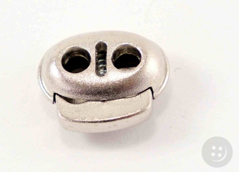 Plastic flat cord lock - silver - pulling hole diameter 0.4 cm