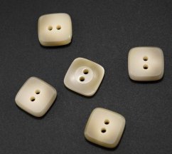 Square hole button - beige highlight - size 1.5 cm x 1.5 cm