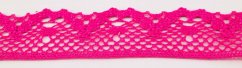 Bavlněná paličkovaná krajka - jasně růžová - šířka 4 cm