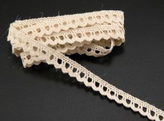 Bavlnená paličkovaná čipka - s oblúčikmi - svetlá béžová - šírka 1 cm