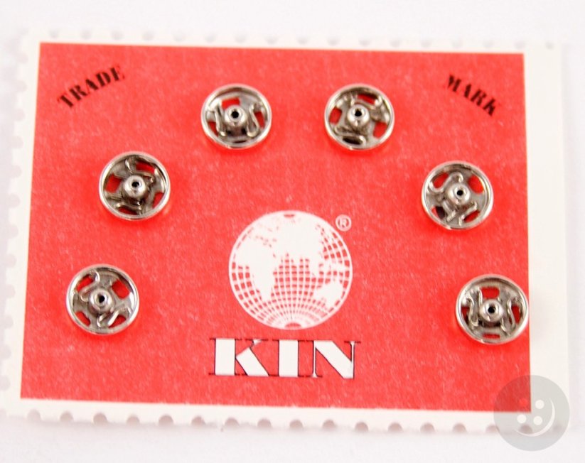 Metal KIN snaps 6 pcs - silver - diameter 0,6 cm, nr. 0