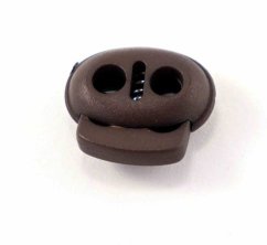 Plastic flat cord lock - dark brown - pulling hole diameter 0.4 cm