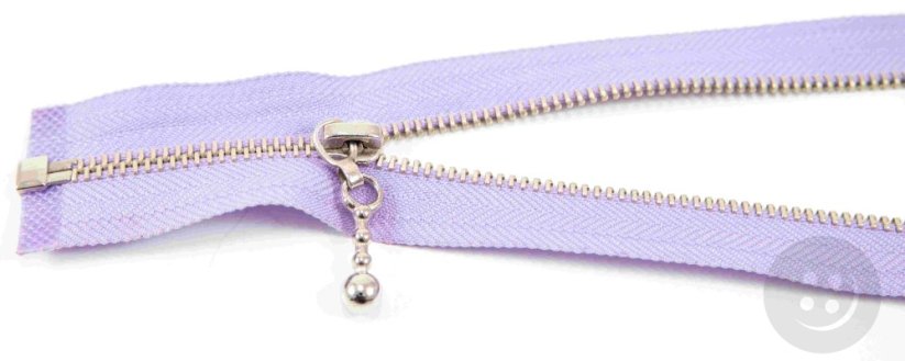 Dělitelný kovový stříbrný zip č.3 více barev - délka (30 - 85 cm) - Délka: 75 cm, Barvy dělitelný kovový stříbrný zip č.3: fialová
