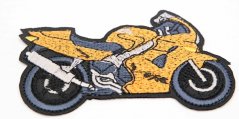 Iron-on patch - motorcycle - orange - size 8.5 cm x 5.5 cm