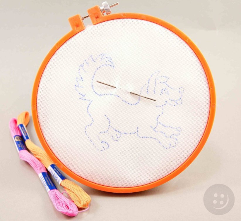 Kreuzstichvorlage für Kindern - Laufender Hund - Durchmesser 15 cm