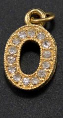 Štrasový prívesok - písmeno O - 2,1 cm x 1,5 cm