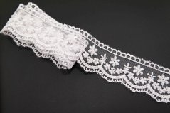 Polyester embroidered lace - white - width 3,5 cm