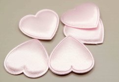 Satin application - heart - pink - size 3 x 3 cm