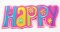 Aufbügler - HAPPY - Größe 5 cm x 10,5 cm - rosa
