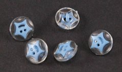 Children's button - blue star on a transparent background - diameter 1.5 cm