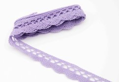 Bavlněná paličkovaná krajka - levandulová - šířka 1,5 cm