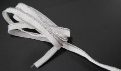 Paspalband - Baumwolle - silber/weiß - Breite 1 cm