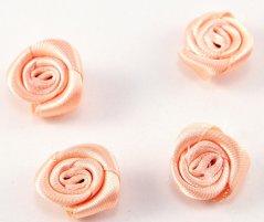 Satinblume zum Annähen - lachs - Durchmesser 1,5 cm