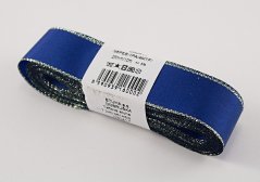 Taftové stuhy se stříbrným okrajem - modrá, stříbrná - šířka 0,6 cm - 4 cm