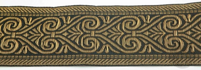 Black braid with gold embroidery - gold, black - width 5 cm