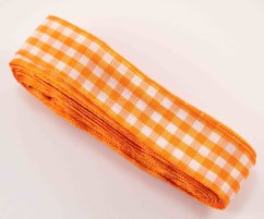 Kostičkované stuhy - oranžová, vínová, zelená, hnědá, červená  - šíře 2,5 cm