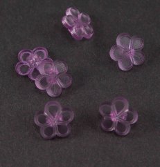 Kinderknopf - hellviolette Blume - transparent - Durchmesser 1,3 cm