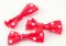 Linen satin bow 2 cm x 4 cm - red with polka dot