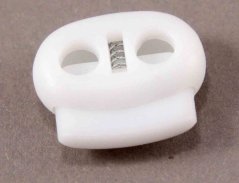 Plastic flat cord lock - white - pulling hole diameter 0,5 cm