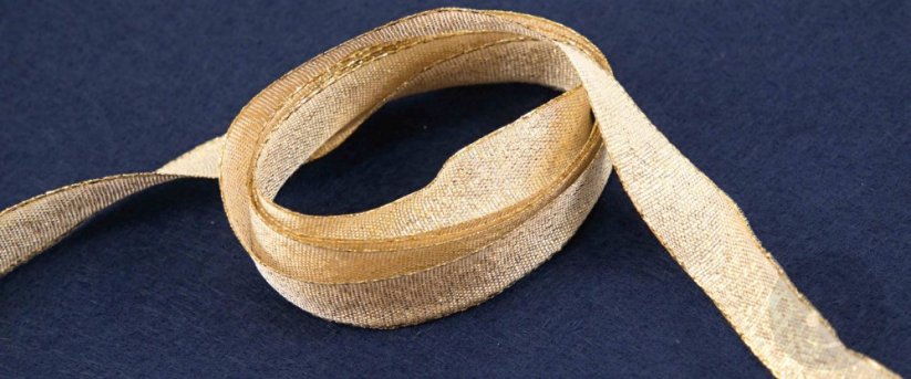 Lurexová stuha - zlatá - šírka 1,5 cm - s drôtikom