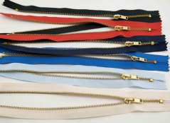 Nedeliteľný kovový mosadzný zips č.3 viac farieb - dĺžka (10 - 25 cm)