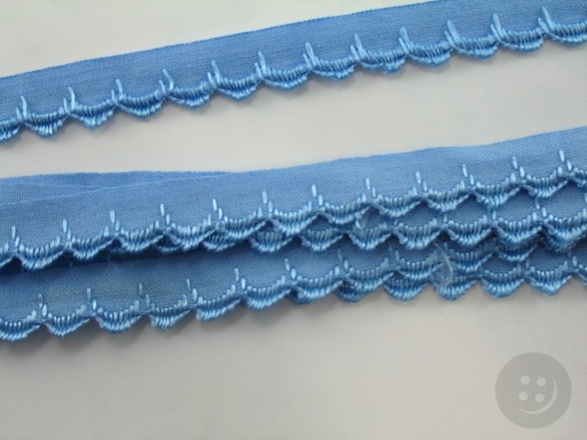 Embroidered decorative ribbon - blue - width 1.2 cm
