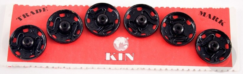 Kovové patentky KIN 6 ks - černá - průměr 1,8 cm, č.7