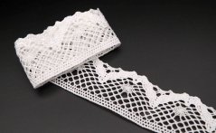 Geklöppelte Baumwollspitze - weiß - Breite 3,9 cm