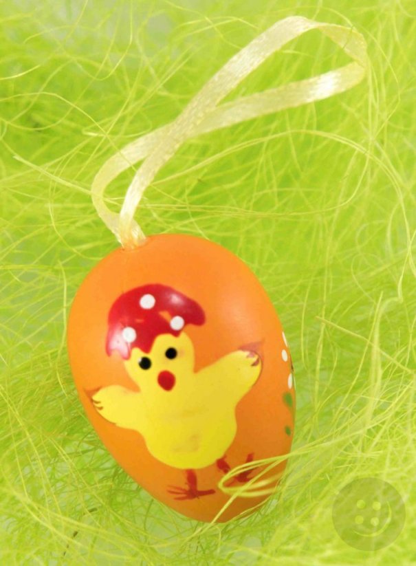 Velikonoční vajíčka s kuřátky a mašličkou - oranžová, zelená, žlutá