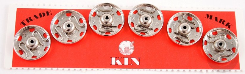 Metal KIN snaps 6 pcs - silver - diameter 1,8 cm, nr. 7