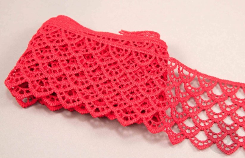 Guipure lace trim - red - width 6 cm