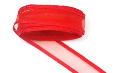 Chiffonband mit glänzendem Rand – rot, 2 cm breit Chiffonband mit glänzendem Rand – rot, 2 cm breit