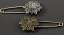 Decorative filigree pin with flower - silver, dark metal - dimensions 2.5 cm x 6 cm