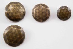 Luxury metal button - with broken hexagon - matte - antique brass - diameter 2.5 cm
