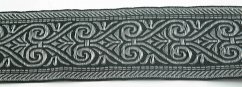 Black braid with silver embroidery - silver, black - width 5 cm