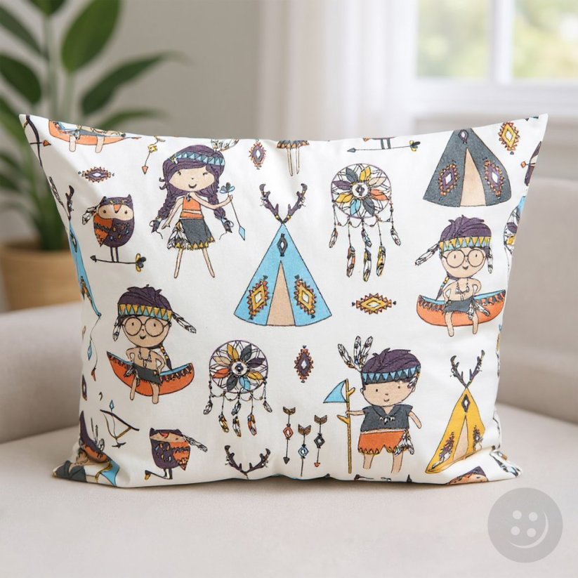 Kissen gefüllt mit BIO-Buchweizenschalen – Indianer und Traumfänger – Größe 35 cm x 28 cm