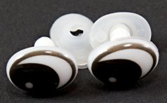 Bezpečností očička na výrobu hraček - černá, bílá - rozměr 1,1 cm x 1,5 cm