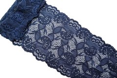 Elastische Spitze - dunkelblau - Breite 15 cm