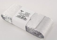 Ozdobná taftová stuha - strieborná - šírka 0,3 cm - 7,2 cm