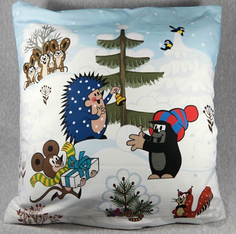 Mole and winter - a pillow cover with a zipper