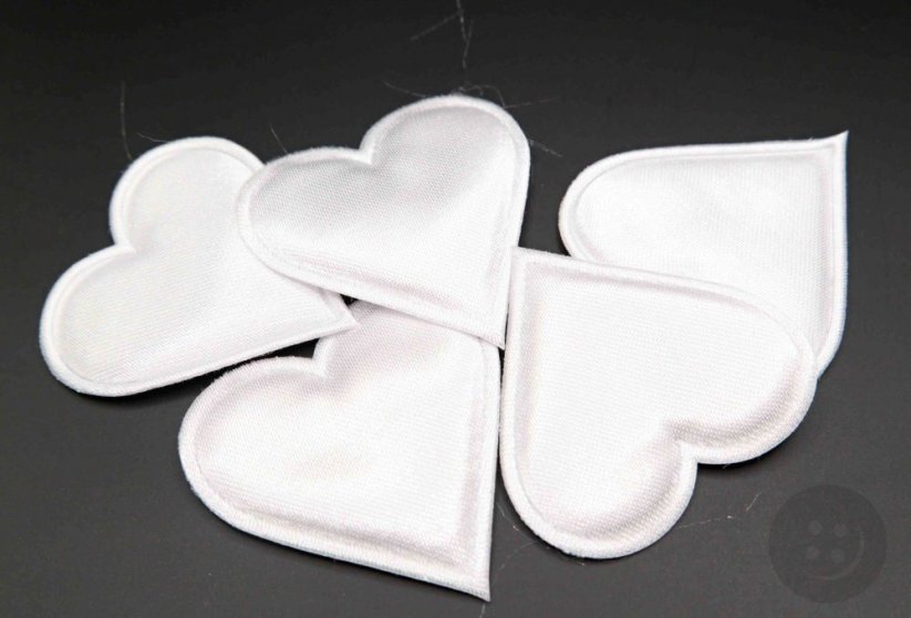 Satin application - heart - white - size 4 cm x 4 cm