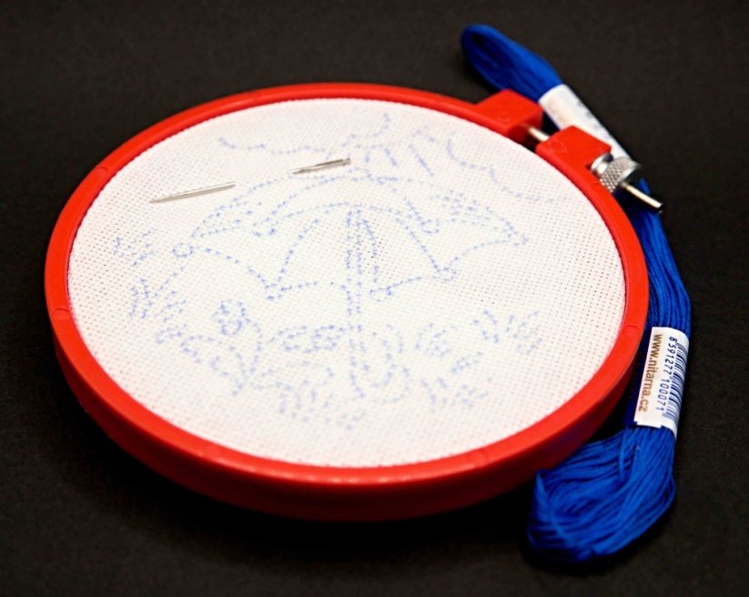 Children's pattern for mbroidery with a plastic frame - umbrella - diameter 10 cm