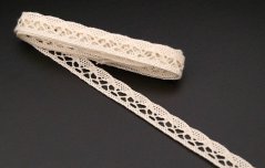 Geklöppelte Baumwollspitze - fein - cremefarben - Breite 1 cm